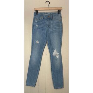 Universal Thread Jeans Women's Size 25 R Distressed High Rise Skinny Blue Denim